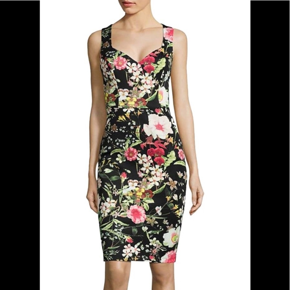 Multi Color Floral Knee Length Dress w/ Pockets
